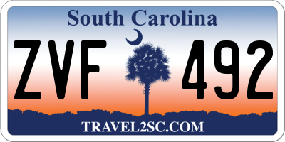 SC license plate ZVF492