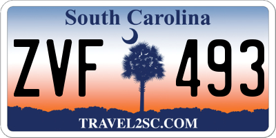 SC license plate ZVF493