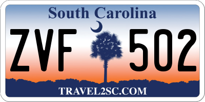SC license plate ZVF502