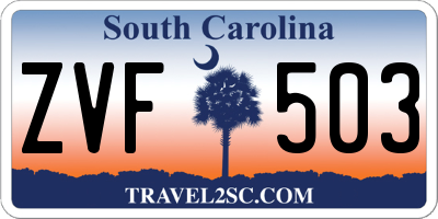 SC license plate ZVF503