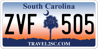 SC license plate ZVF505