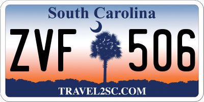 SC license plate ZVF506