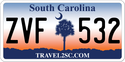SC license plate ZVF532