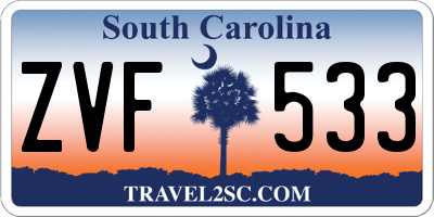 SC license plate ZVF533