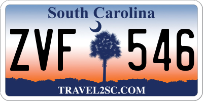 SC license plate ZVF546