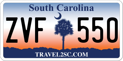 SC license plate ZVF550