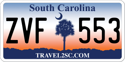 SC license plate ZVF553