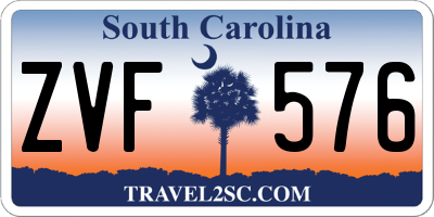 SC license plate ZVF576