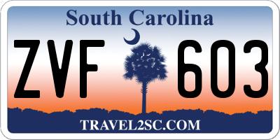 SC license plate ZVF603