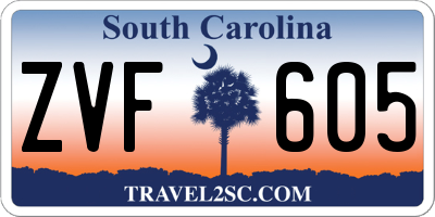 SC license plate ZVF605