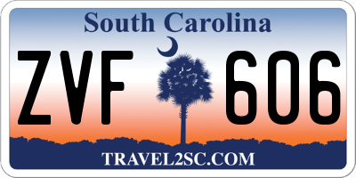 SC license plate ZVF606