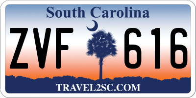 SC license plate ZVF616