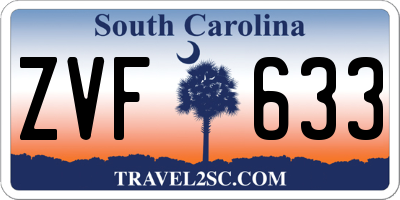 SC license plate ZVF633