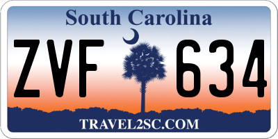 SC license plate ZVF634