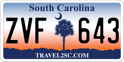 SC license plate ZVF643