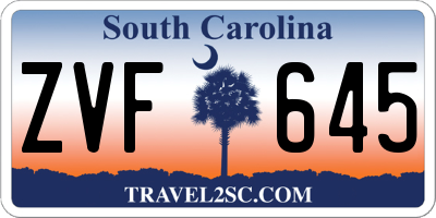 SC license plate ZVF645