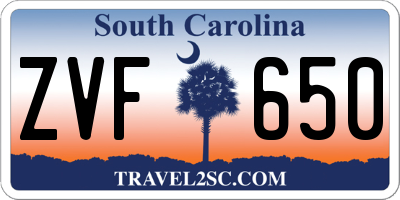 SC license plate ZVF650