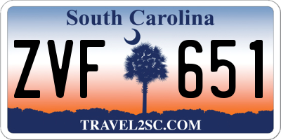 SC license plate ZVF651