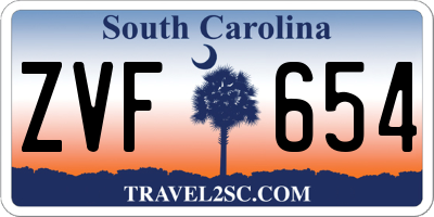 SC license plate ZVF654
