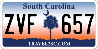 SC license plate ZVF657