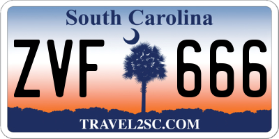SC license plate ZVF666