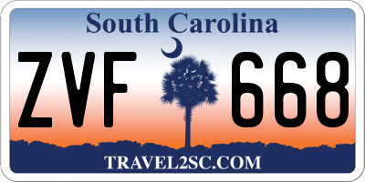 SC license plate ZVF668