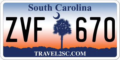 SC license plate ZVF670