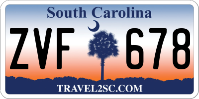 SC license plate ZVF678