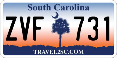 SC license plate ZVF731