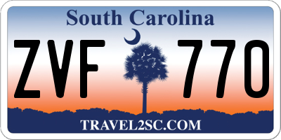 SC license plate ZVF770