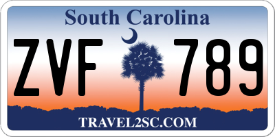 SC license plate ZVF789