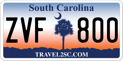 SC license plate ZVF800