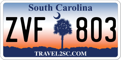 SC license plate ZVF803