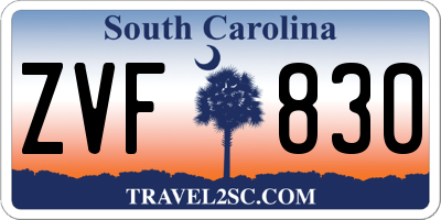 SC license plate ZVF830
