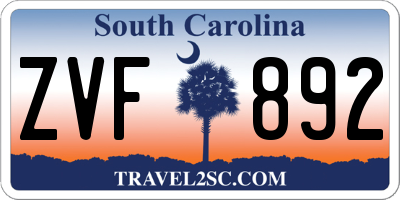 SC license plate ZVF892