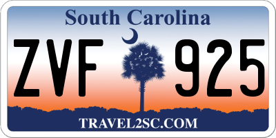 SC license plate ZVF925