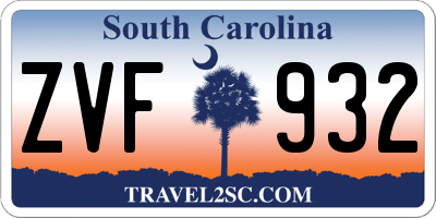 SC license plate ZVF932