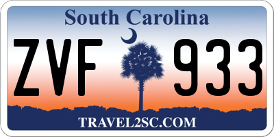 SC license plate ZVF933