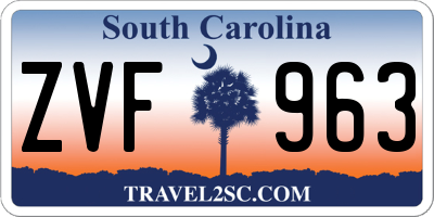 SC license plate ZVF963