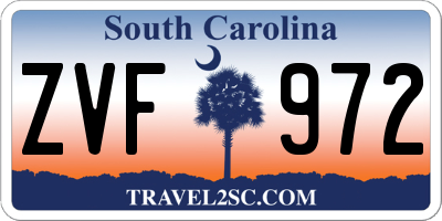 SC license plate ZVF972