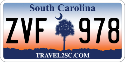 SC license plate ZVF978