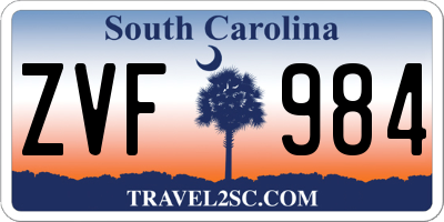 SC license plate ZVF984