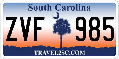 SC license plate ZVF985