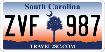 SC license plate ZVF987
