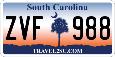 SC license plate ZVF988