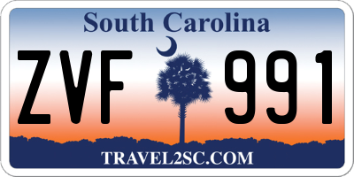 SC license plate ZVF991