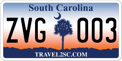 SC license plate ZVG003