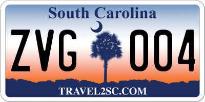 SC license plate ZVG004