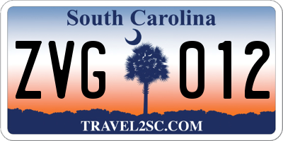 SC license plate ZVG012