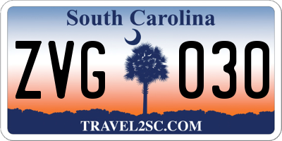 SC license plate ZVG030
